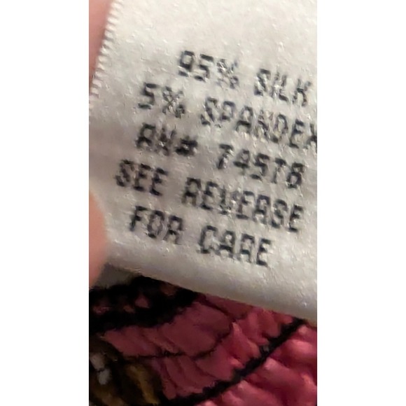 CacheY2 K Silk black pink gold chain print cowl neck short sleeve top Sz S - Picture 6 of 9